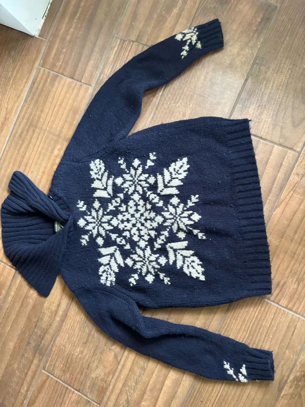 Vintage Eddie Bauer Snowflake Sweater Large Merino Wool Blend Nordic Fair Isle